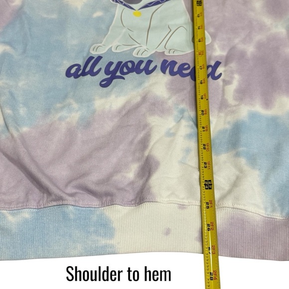 NEW Disney Tie Dye “A Pug is all You Need” Comfy Crewneck Sweater Size L - Picture 9 of 9